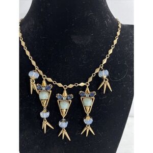 New J. Crew simulated gemstone gold tone Multi Color long statement necklace 32"